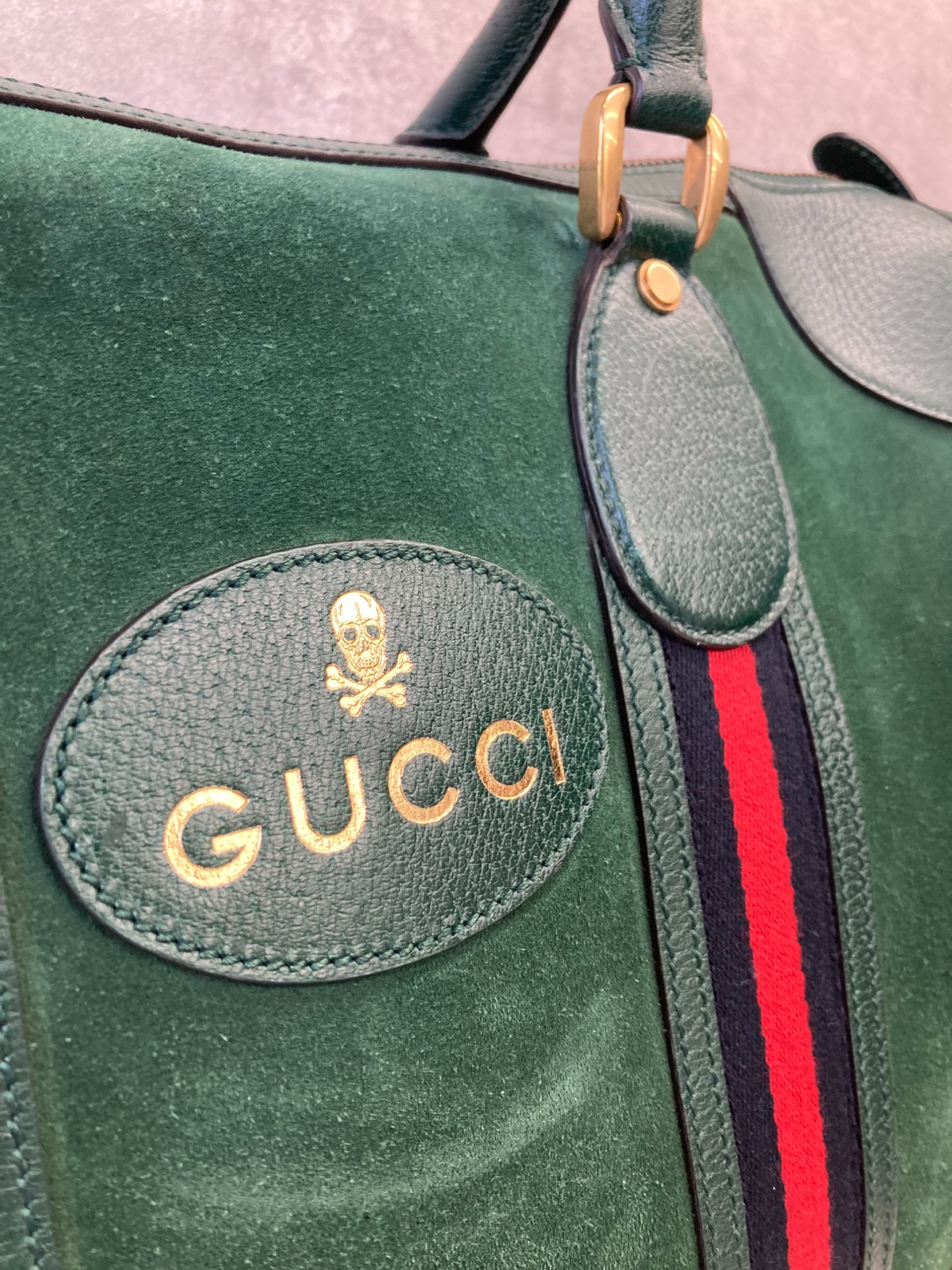 GUCCI/グッチ】よりスエードスカルロゴトートバッグを買取入荷いたし