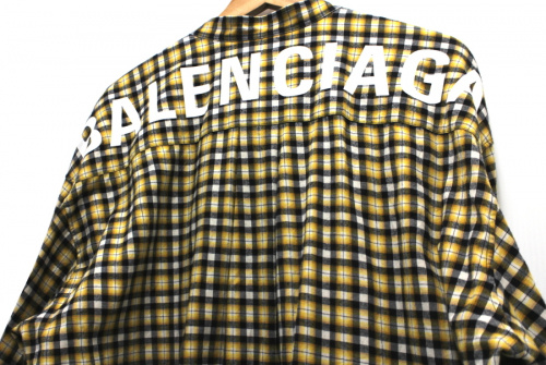 BALENCIAGA”バレンシアガ”バックロゴボウタイチェックシャツ