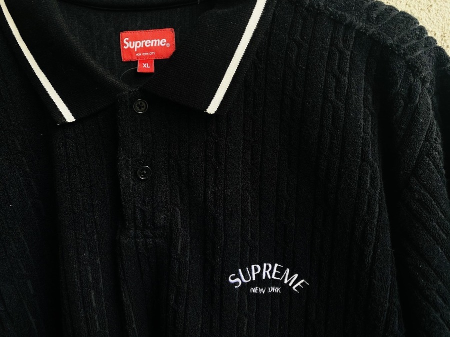 Supreme - Supreme 18ss Cable Knit Terry Polo Mの+