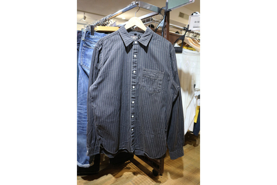 RRL/ダブルアールエル】ウォバッシュストライプシャツ、ヘチマ襟