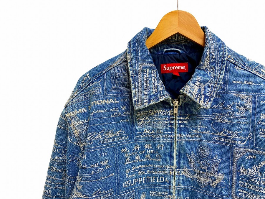 checks embroidered denim jacket