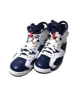 買取・査定情報 美品 ナイキ エアジョーダン 6 レトロ NIKE AIR JORDAN 6 RETRO ハイカットスニーカー ホワイト×ネイビー  384664-130 シドニー｜洋服や古着の買取と販売【トレファクスタイル】