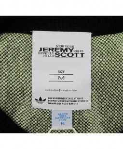 買取・査定情報 JEREMY SCOTT×ADIDAS ジェレミースコット×アディダス ニット ブラック×ホワイト  未使用品｜洋服や古着の買取と販売【トレファクスタイル】