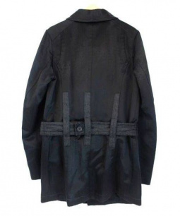 買取・査定情報 ANN DEMEULEMEESTER アンドゥムルメステール ストライプショールカラーベルテッドコート ブラック SIZE S  参考定価￥205.000+tax 未使用品｜洋服や古着の買取と販売【トレファクスタイル】