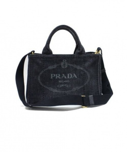 買取・査定情報 PRADA【プラダ】カナパ 2WAYデニムバッグ NERO B2439G DENIM NERO ギャランティーカード付 角スレ有  参考価格10万円前後｜洋服や古着の買取と販売【トレファクスタイル】