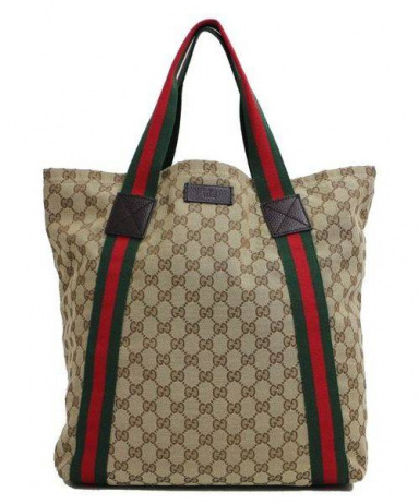 買取・査定情報 【GUCCI】 GGキャンバスレザートートバッグ ベージュ