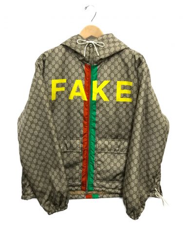 GUCCI (グッチ) Fake/Not Print GG Nylon Jacket ベージュ 636391